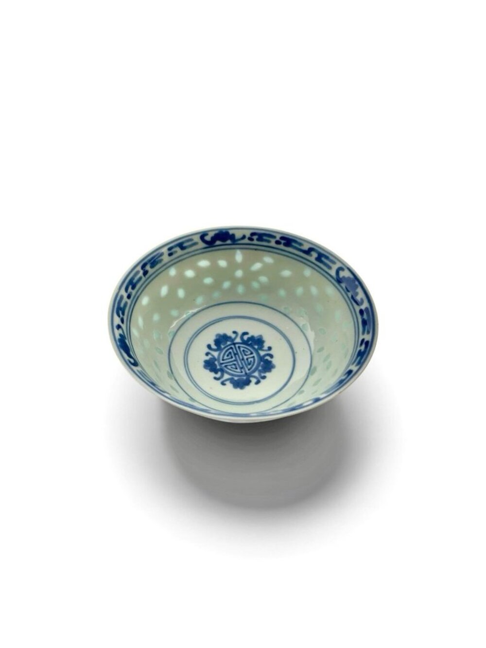 China Small Dessert Bowl with Rice Grain Translucent Design Vintage Set of4